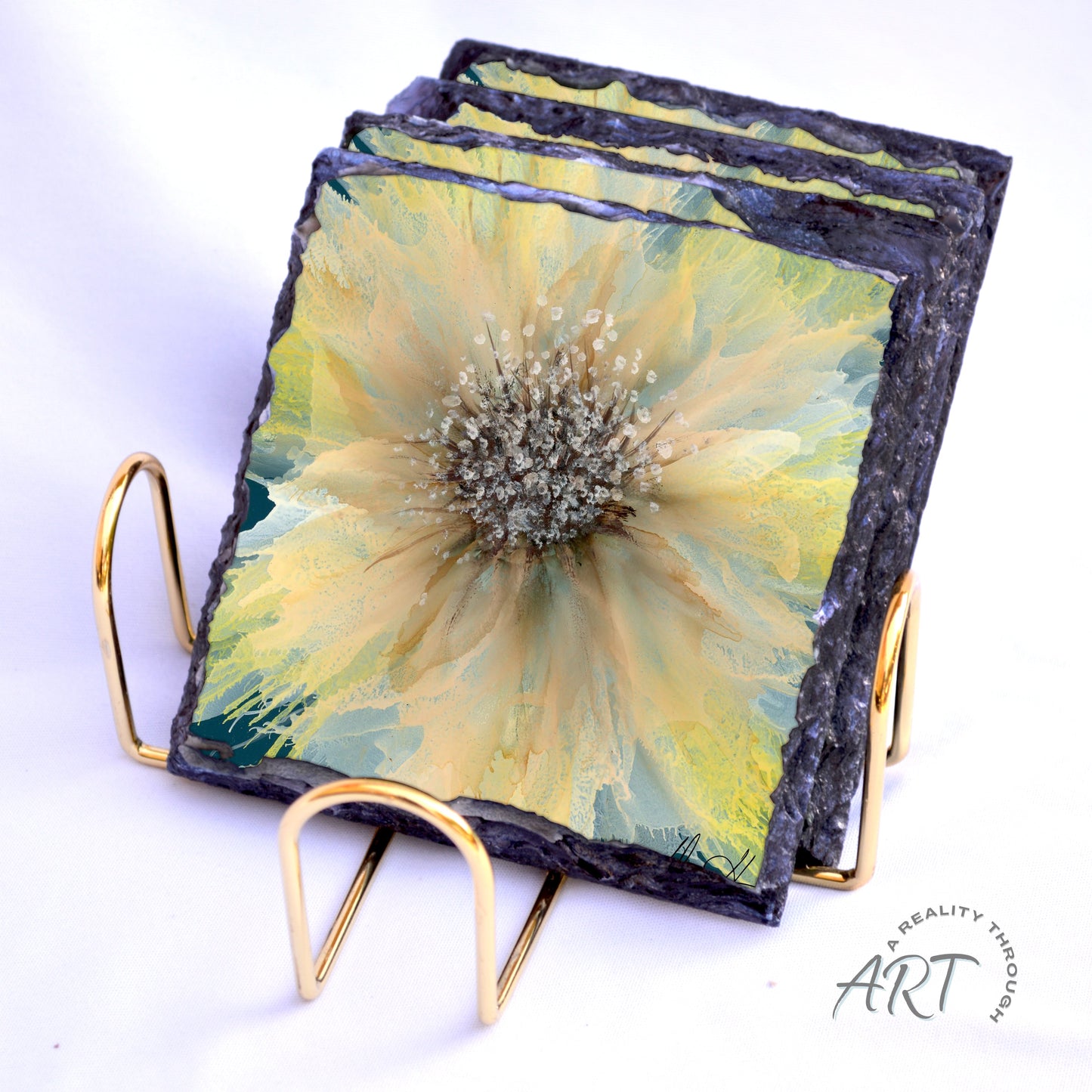 Burst 4"x4" Slate Coasters