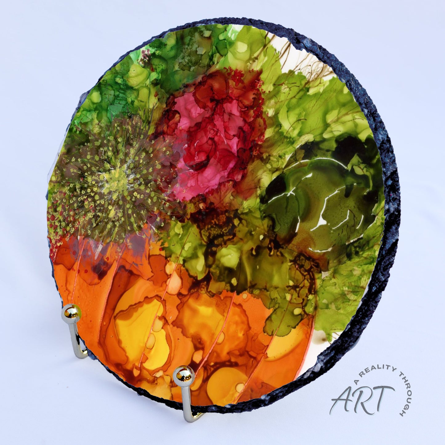 Pumpkin 8" Round Slate Trivet
