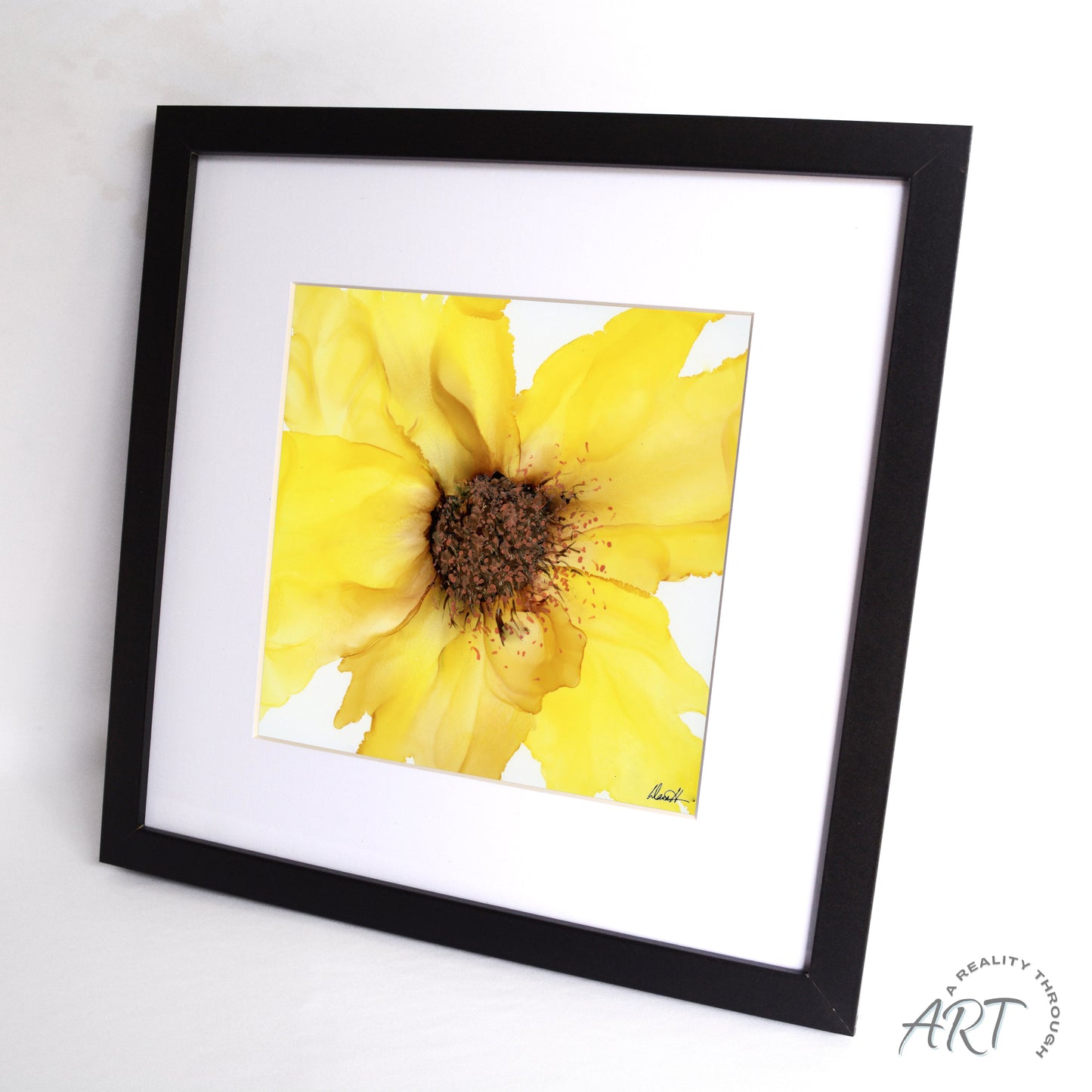 Sunflower 12"x12" Art Print (Black Frame)