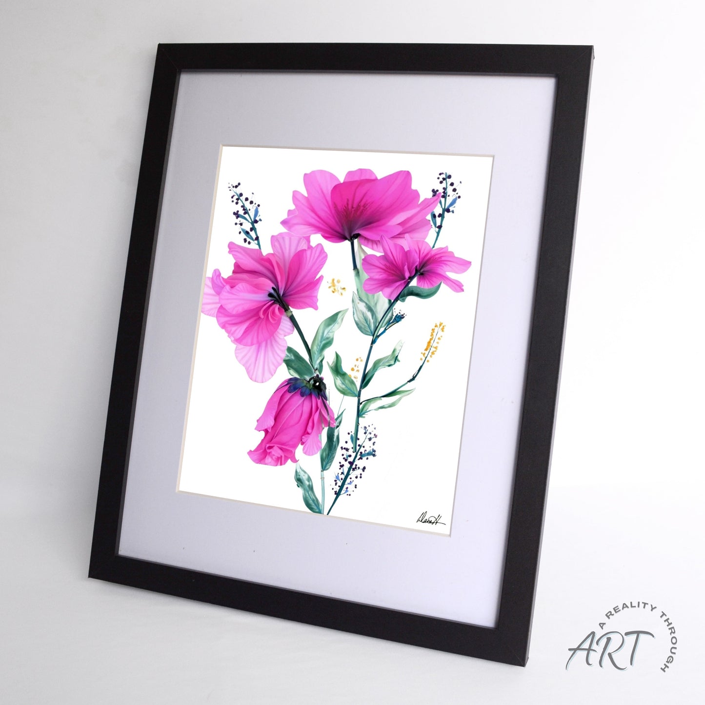 Pretty In Pink 12"x15" Art Print (Black Frame)