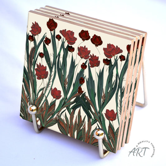 Poppy 4"x4" Ceramic Coasters