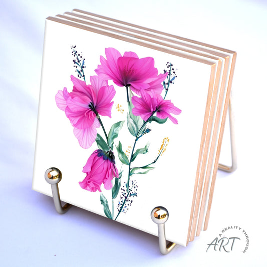Pretty In Pink 4"x4" Ceramic Coasters
