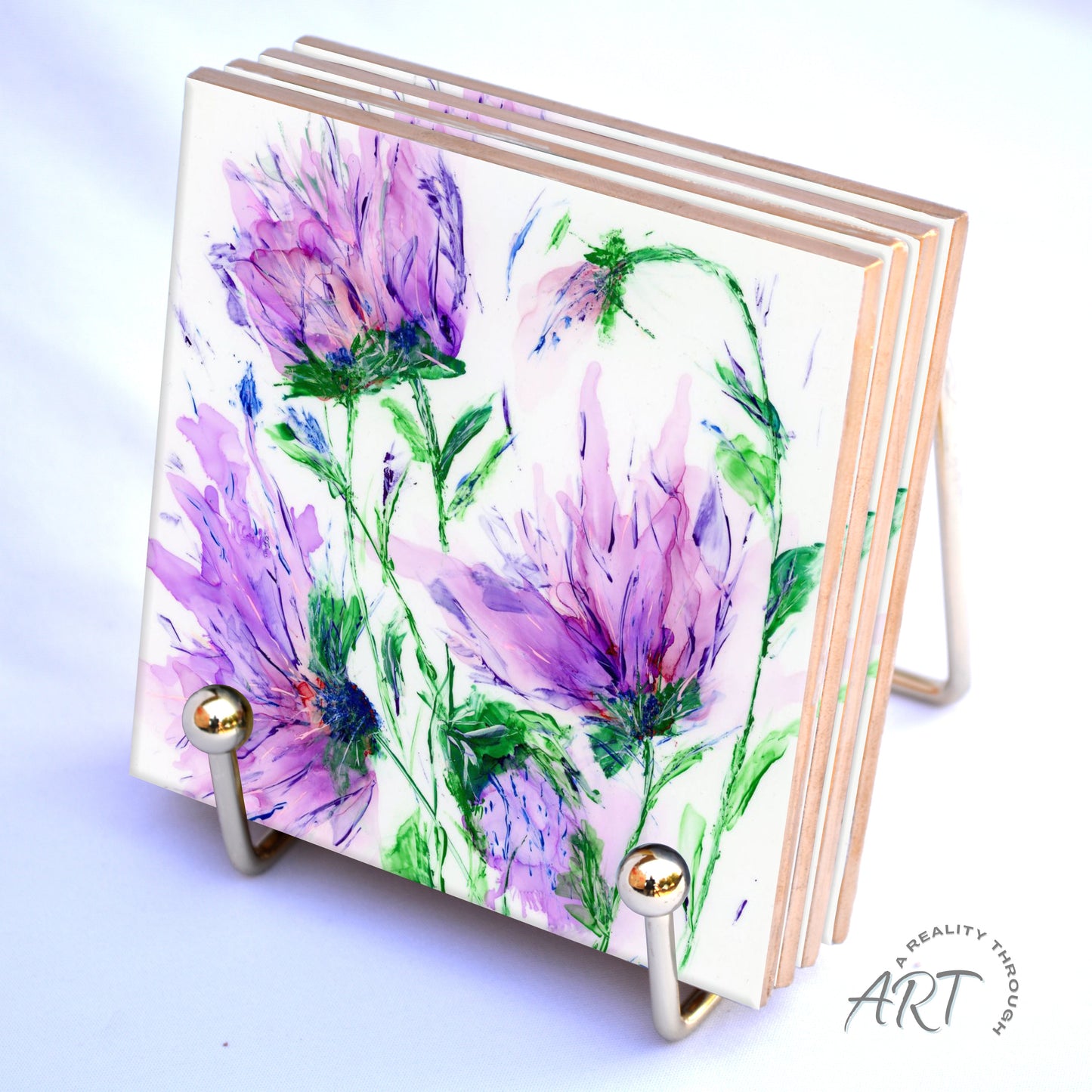 Purple Rain 4"x4" Ceramic Coasters