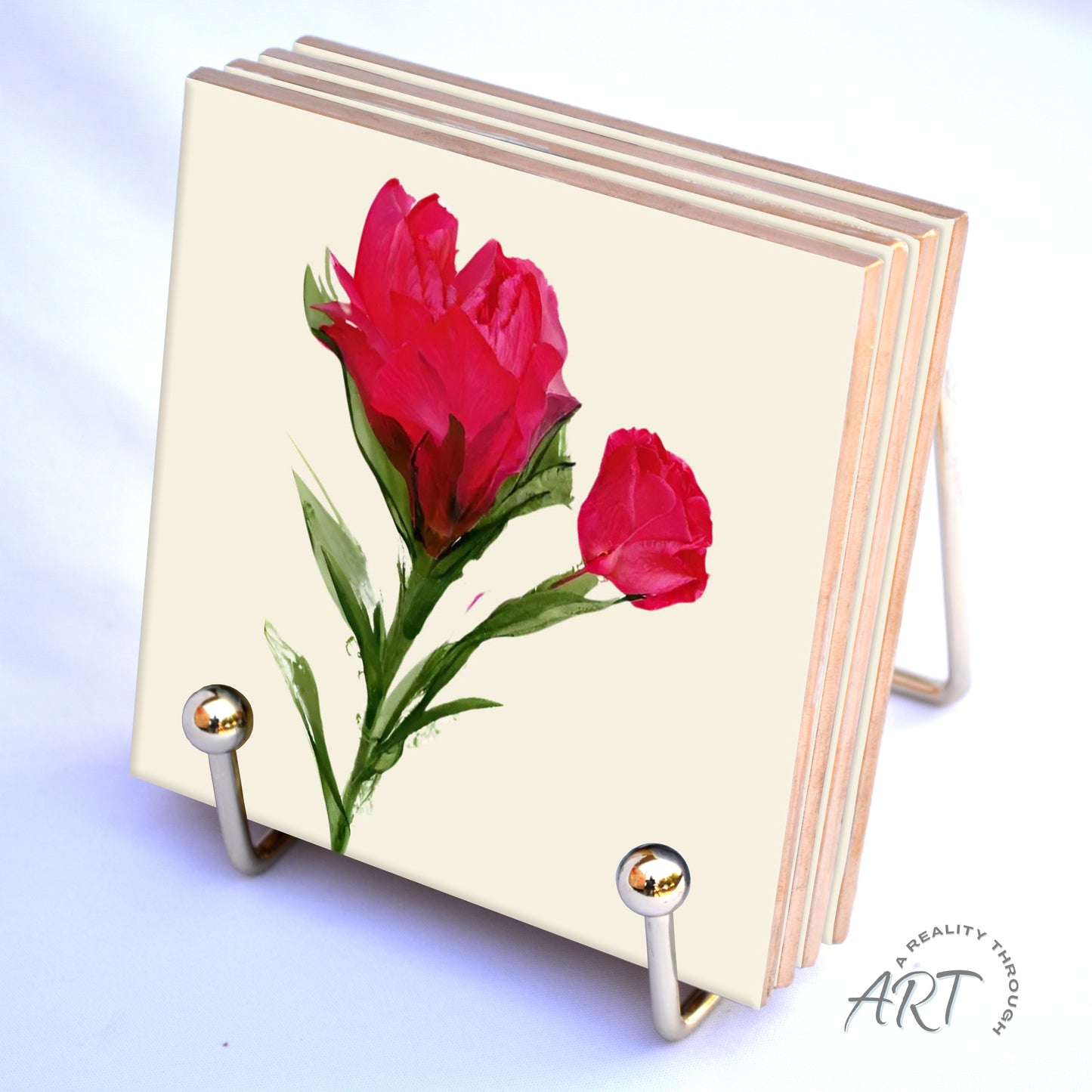 Rose 4"x4" Ceramic Coasters