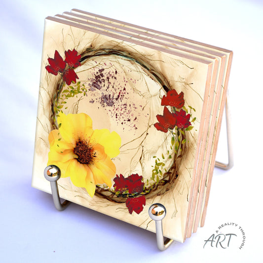 Yellow Fall 4"x4" Coasters