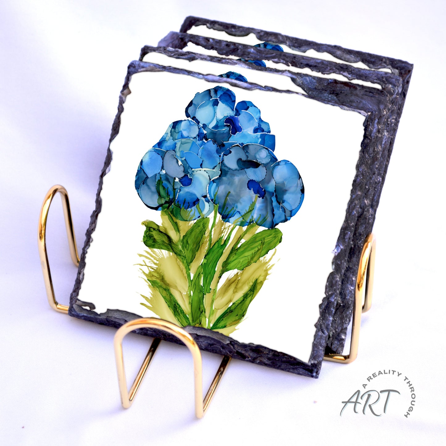 Bluebonnet 4"x4" Square Slate Coasters