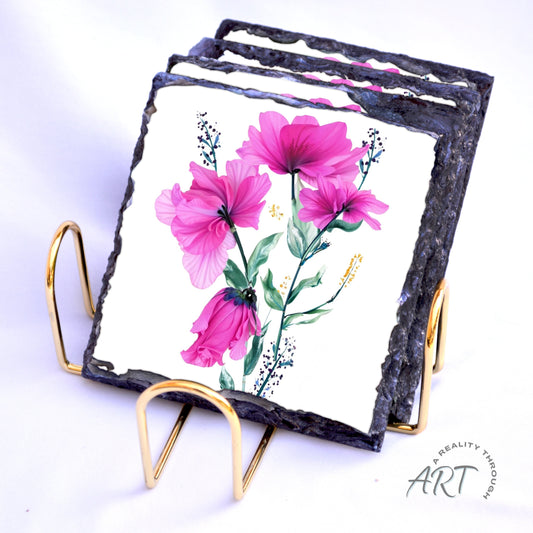 Pretty In Pink 4"x4" Square Slate Coasters