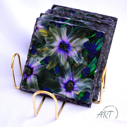 Purple Glory 4"x4" Square Slate Coasters
