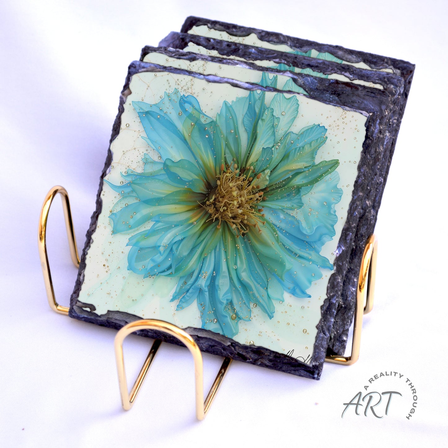 Tranquility 4"x4" Square Slate Coasters