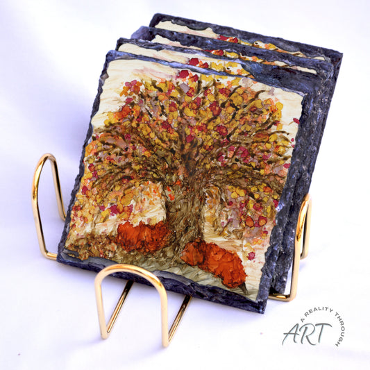 Willow 4"x4" Square Slate Coasters