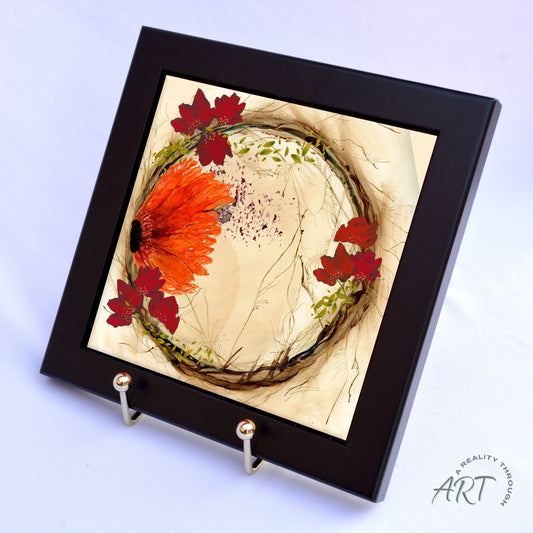 Orange Fall 6"x6" Framed (Black)
