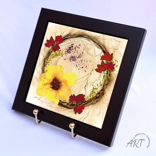Yellow Fall 6"x6" Framed (Black)