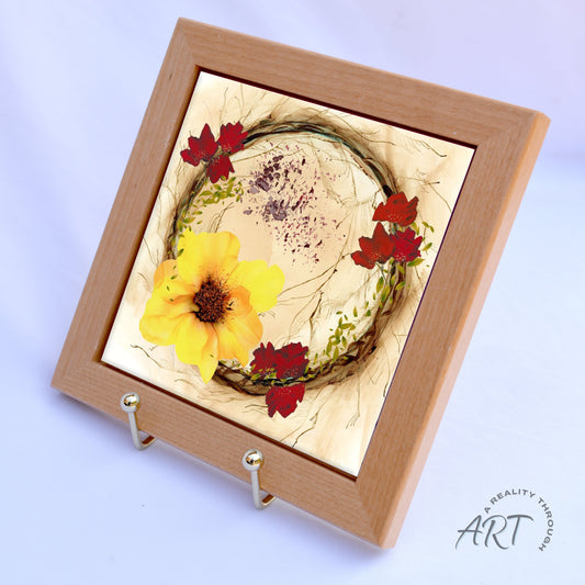 Yellow Fall 6"x6" Framed (Light Brown)