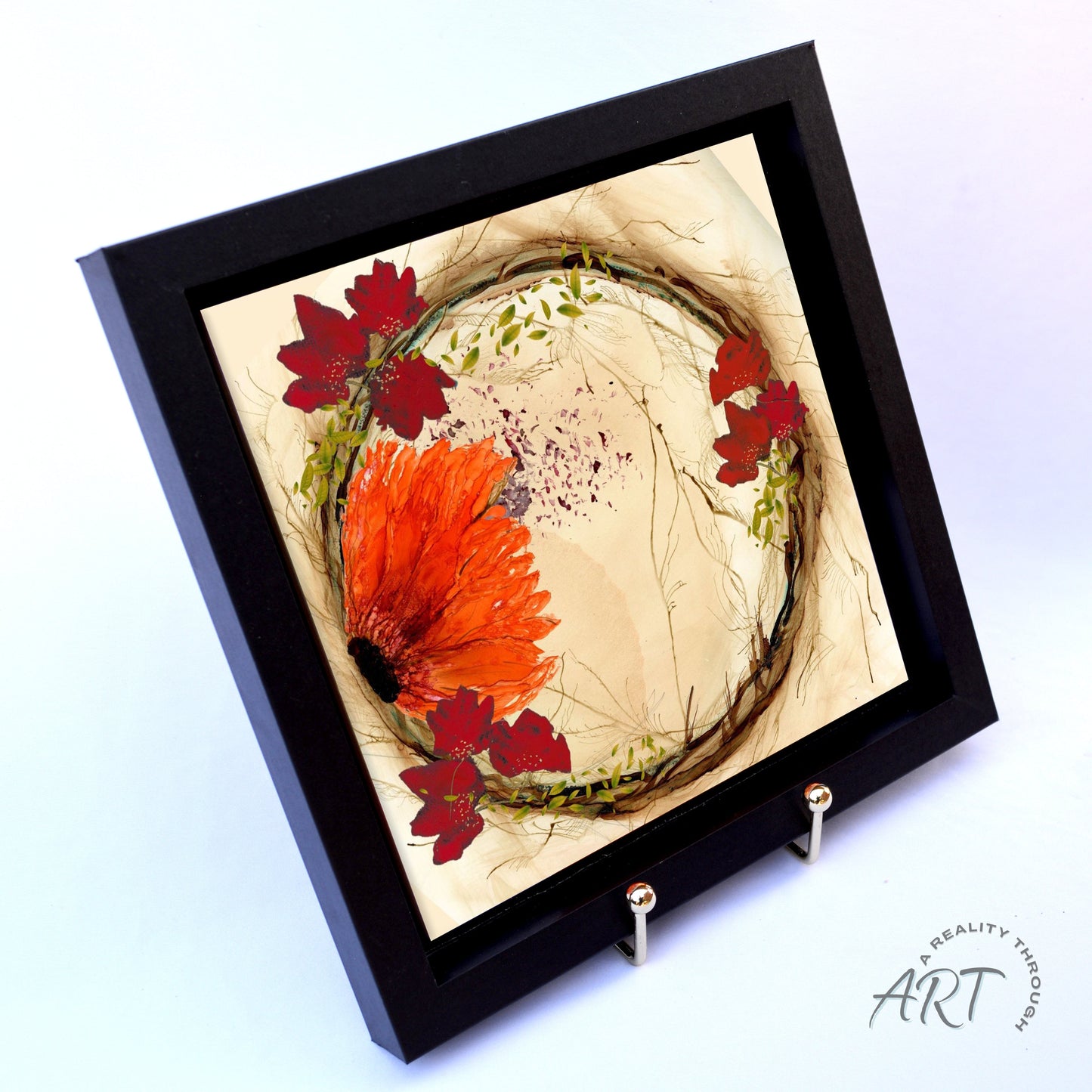 Orange Fall 8"x8" Framed (Black)