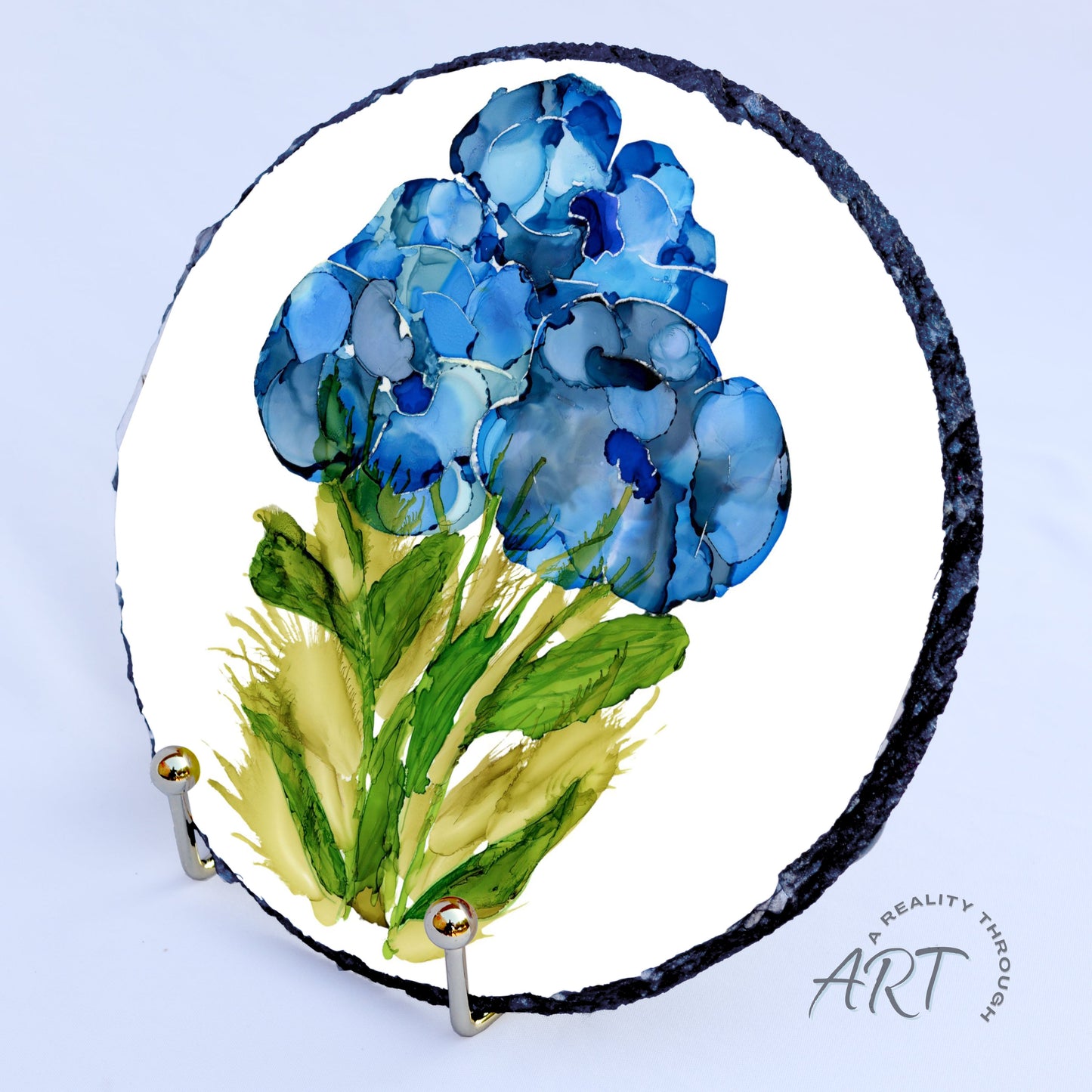 Bluebonnet 8" Round Slate Trivet