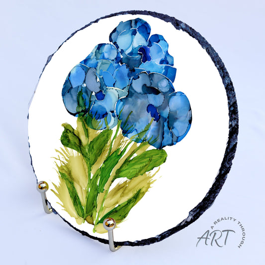 Bluebonnet 8" Round Slate Trivet