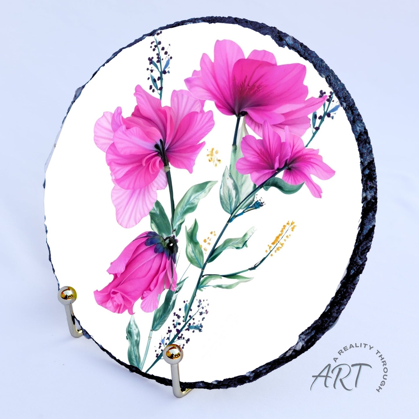 Pretty In Pink 8" Round Slate Trivet