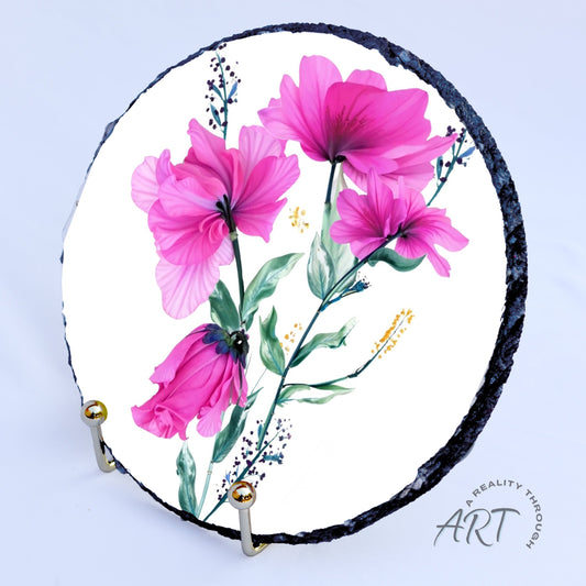 Pretty In Pink 8" Round Slate Trivet