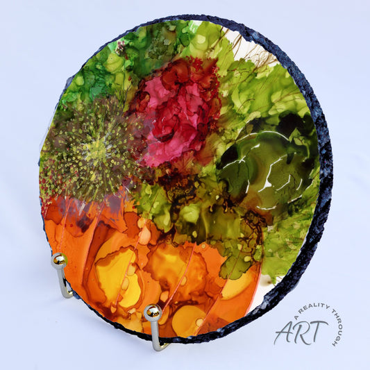 Pumpkin 8" Round Slate Trivet