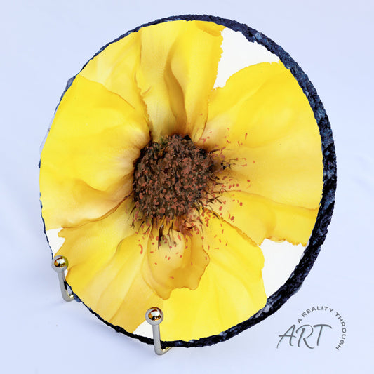 Sunflower 8" Round Slate Trivet