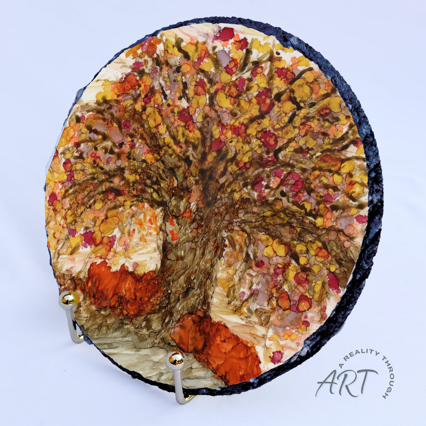 Willow 8" Round Slate Trivet