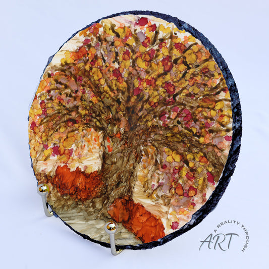 Willow 8" Round Slate Trivet