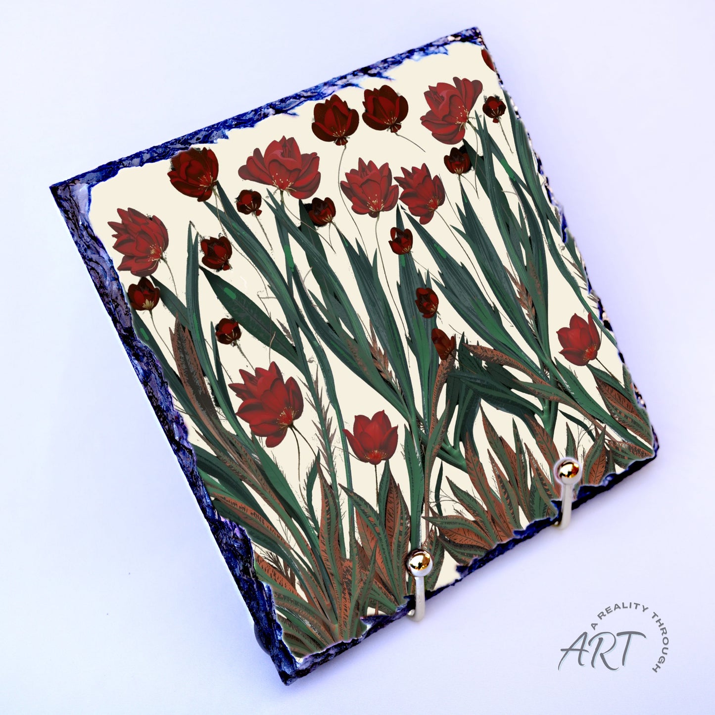 Poppy 8"x8" Square Slate Trivet