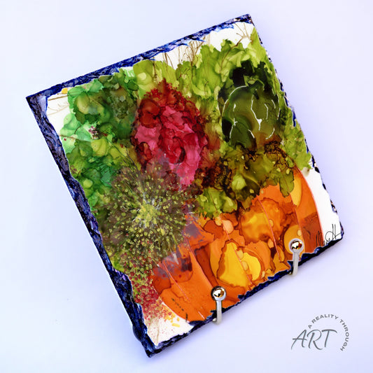 Pumpkin 8"x8" Square Slate Trivet