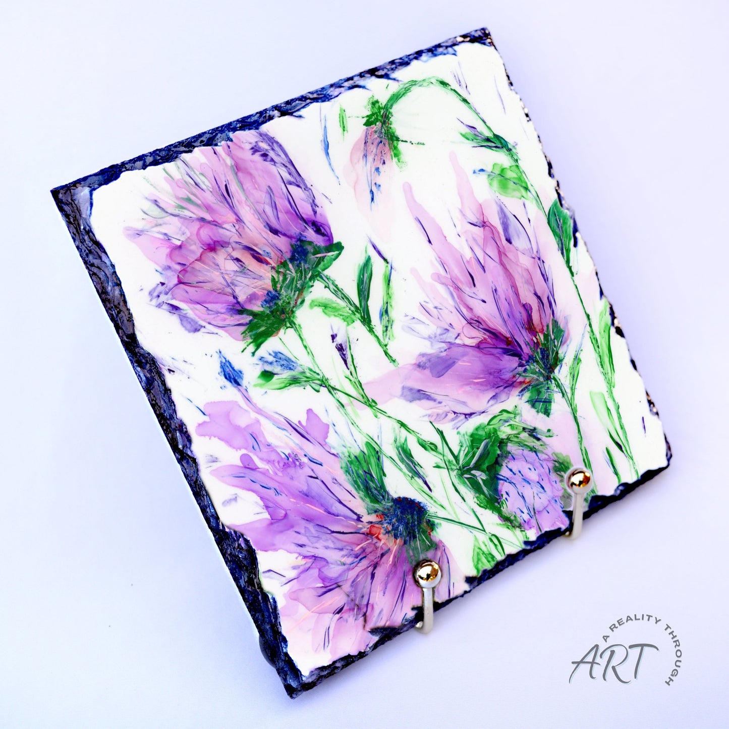 Purple Rain 8"x8" Square Slate Trivet