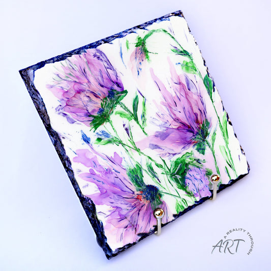 Purple Rain 8"x8" Square Slate Trivet