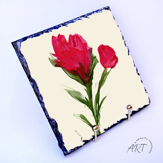 Rose 8"x8" Square Slate Trivet