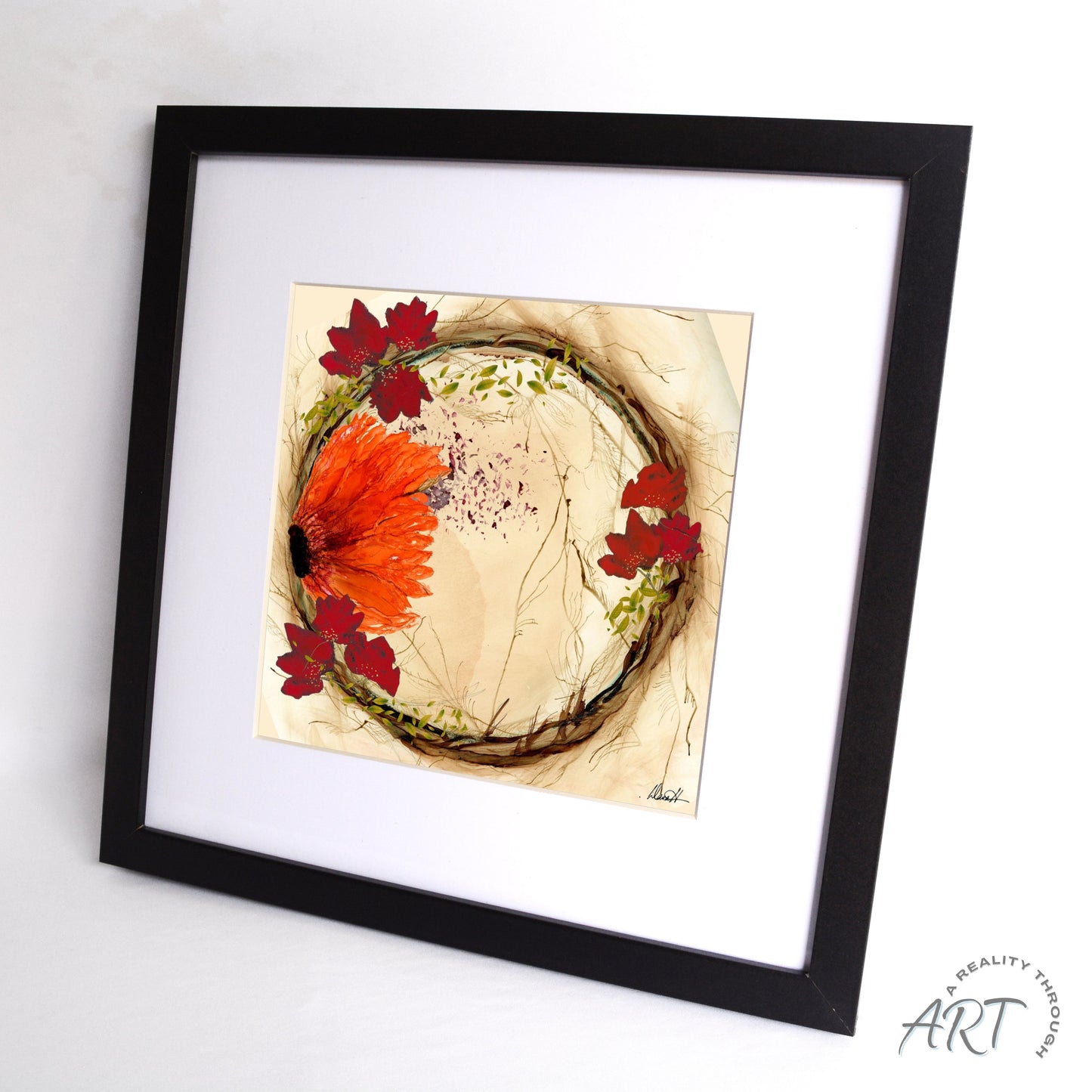 Orange Fall 12"x12" Art Print (Black Frame)