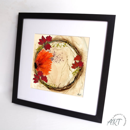 Orange Fall 12"x12" Art Print (Black Frame)