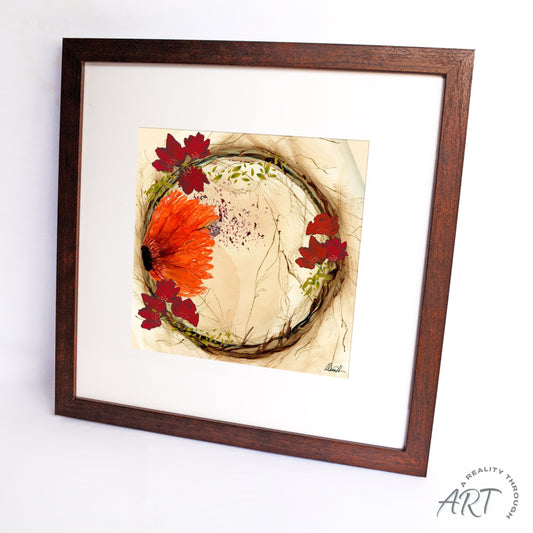 Orange Fall 12"x12" Art Print (Walnut Frame)