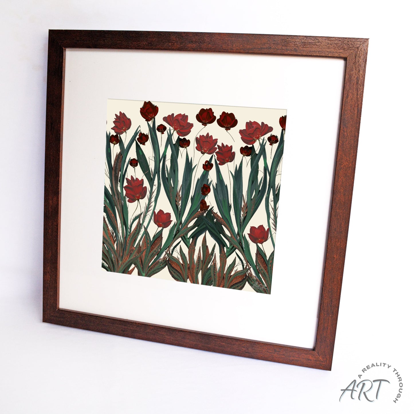 Poppy 12"x12" Art Print (Walnut Frame)