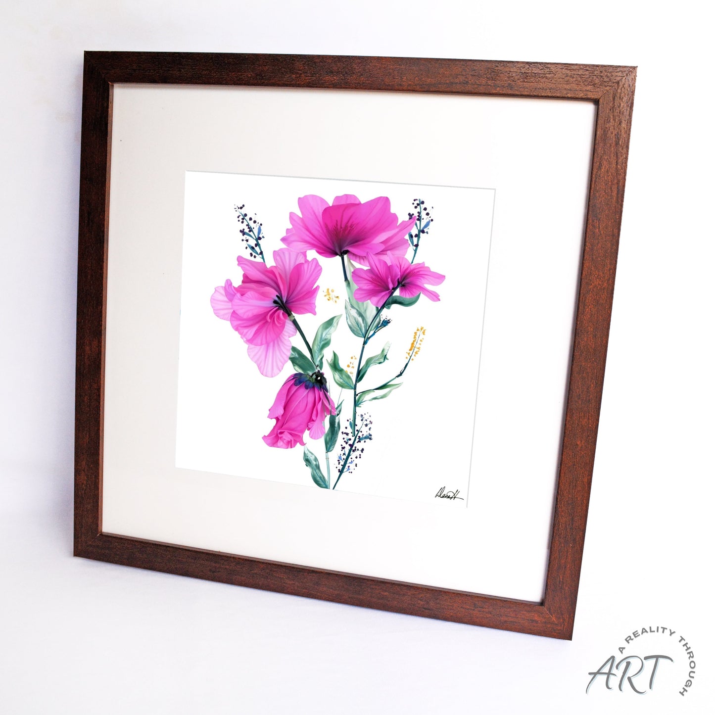 Pretty In Pink 12"x12" Art Print (Walnut Frame)