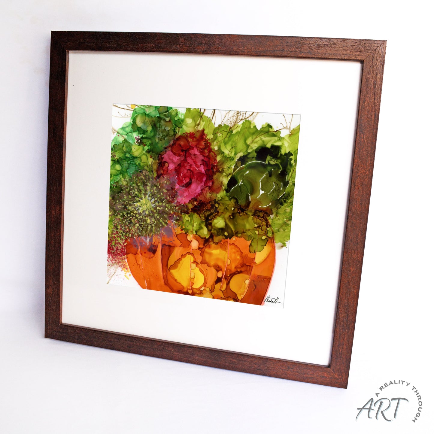 Pumpkin 12"x12" Art Print (Walnut Frame)