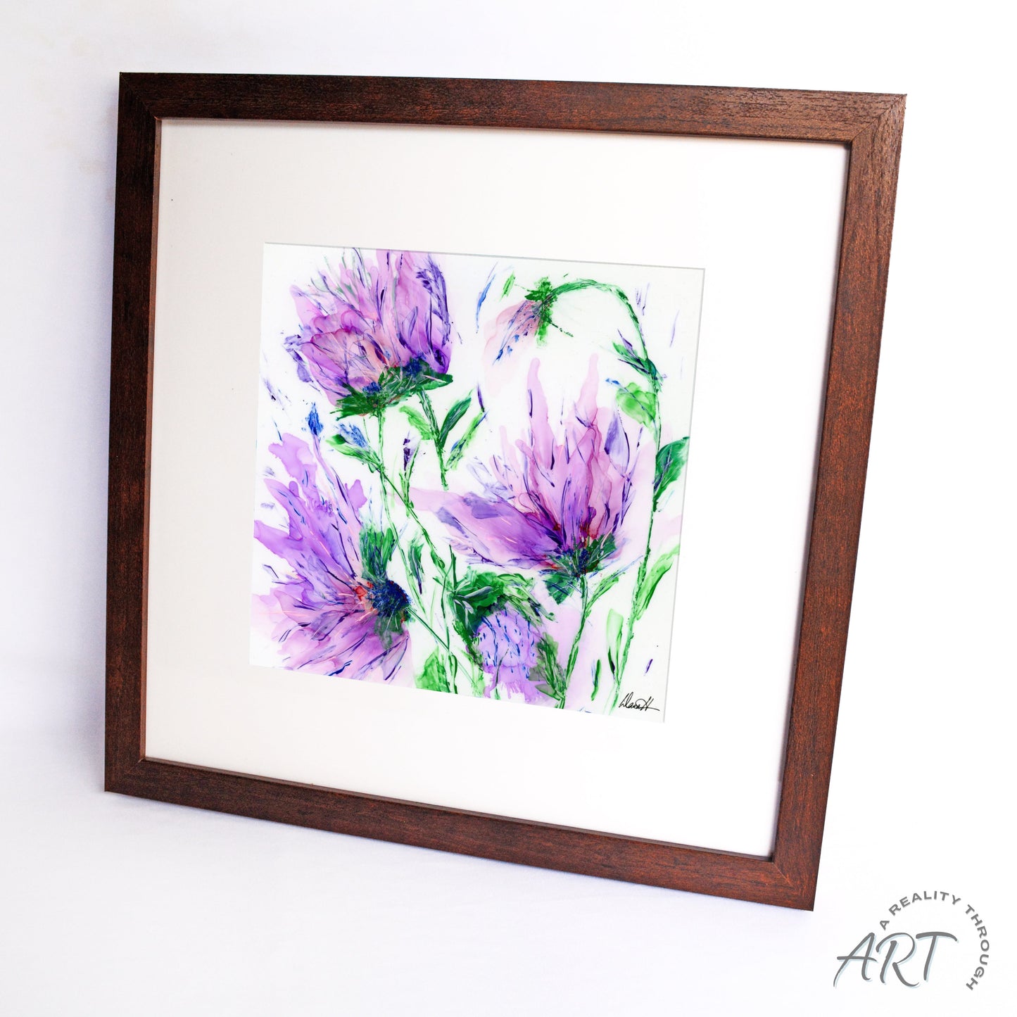 Purple Rain 12"x12" Art Print (Walnut Frame)