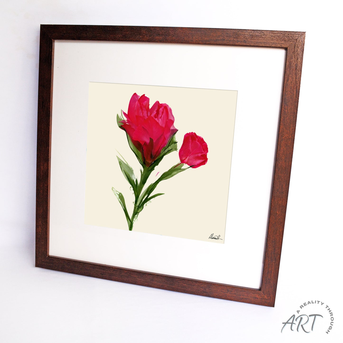 Rose 12"x12" Art Print (Walnut Frame)