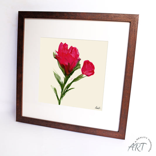 Rose 12"x12" Art Print (Walnut Frame)