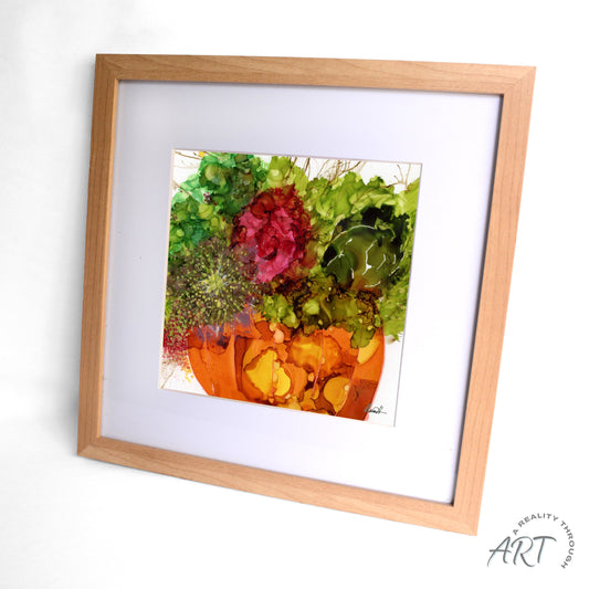 Pumpkin 12"x12" Art Print (Alderwood Frame)