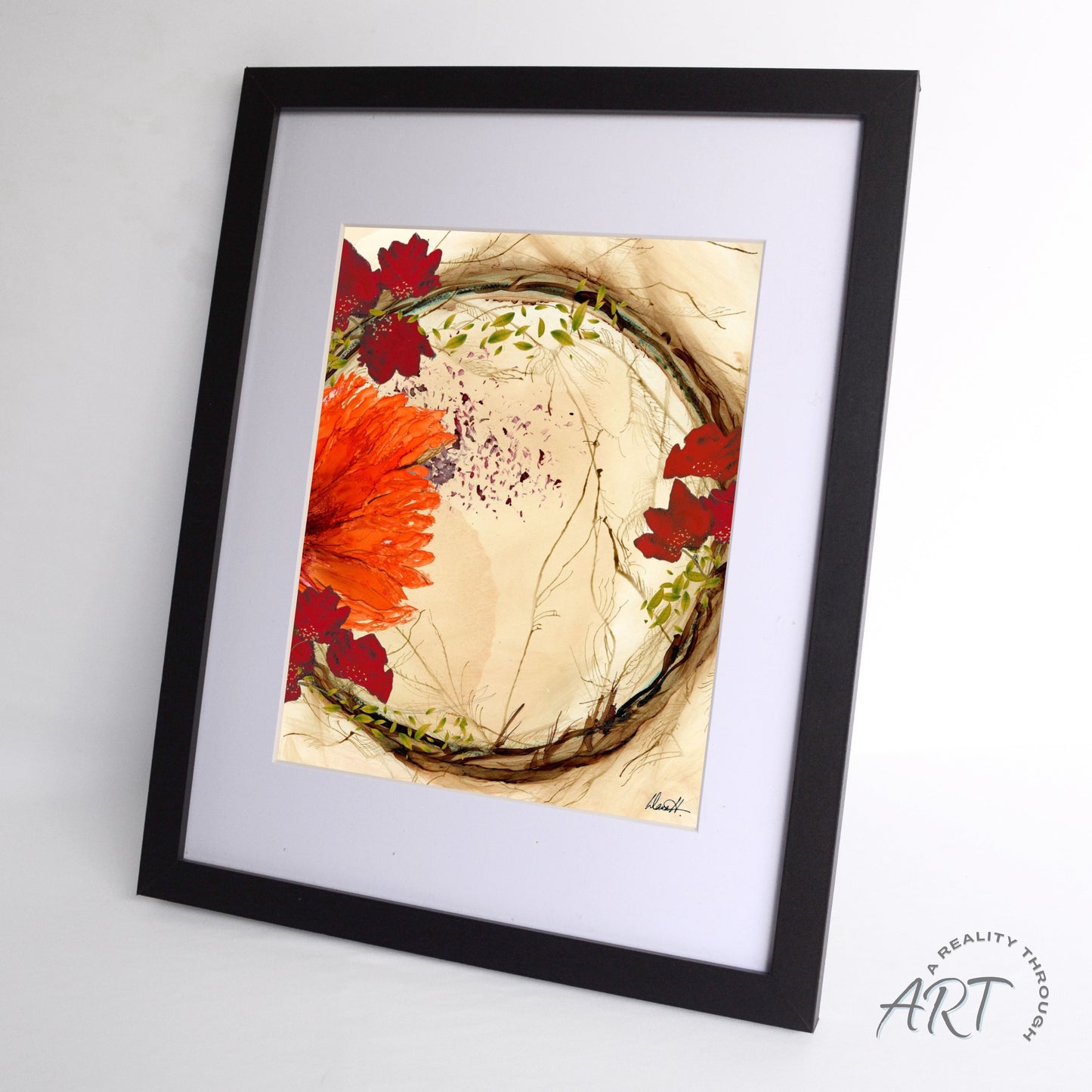 Orange Fall 12"x15" Art Print (Black Frame)