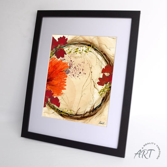 Orange Fall 12"x15" Art Print (Black Frame)