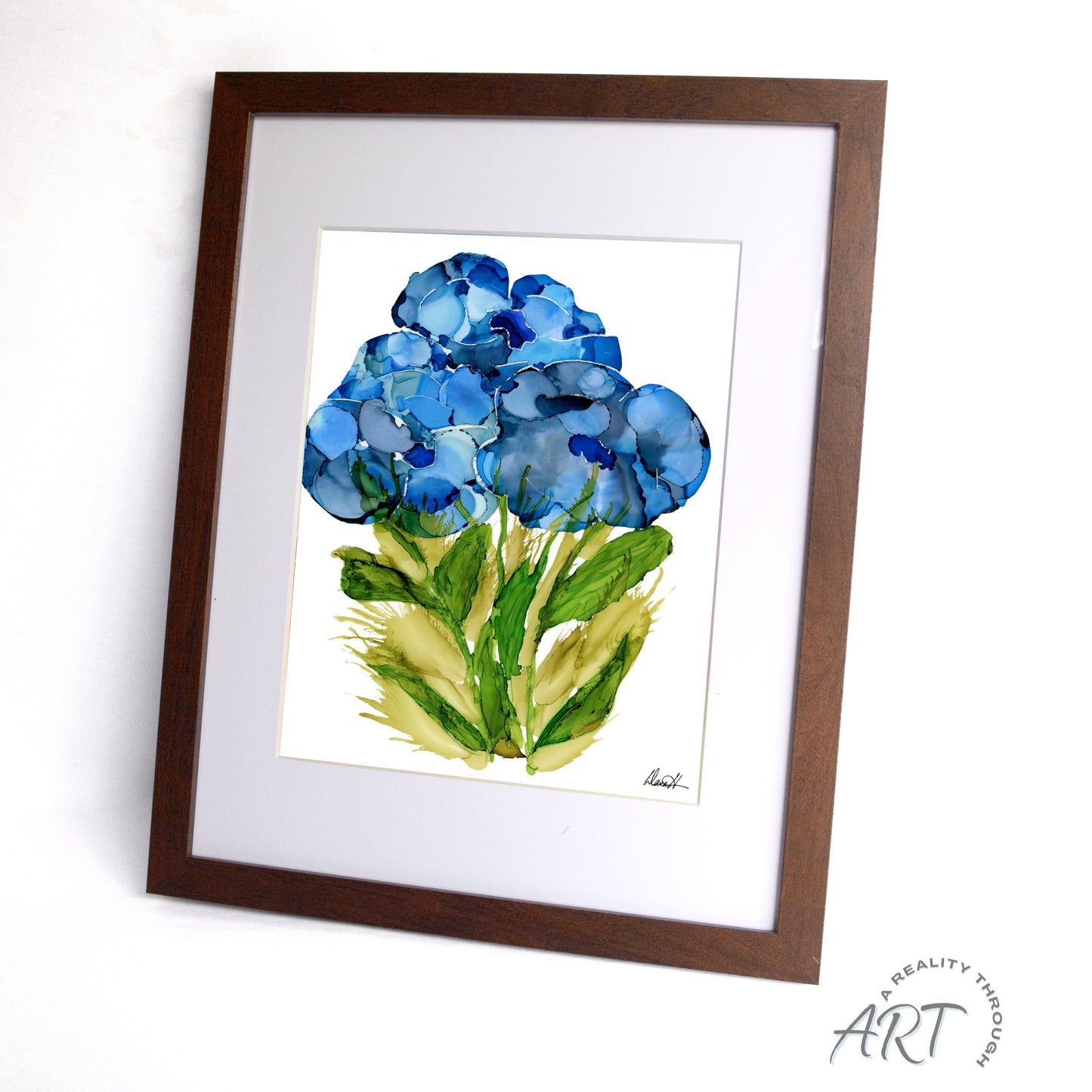 Bluebonnet 12"x15" Art Print (Walnut Frame)
