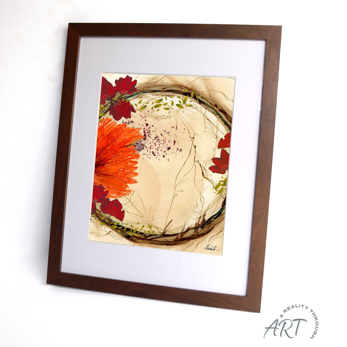 Orange Fall 12"x15" Art Print (Walnut Frame)