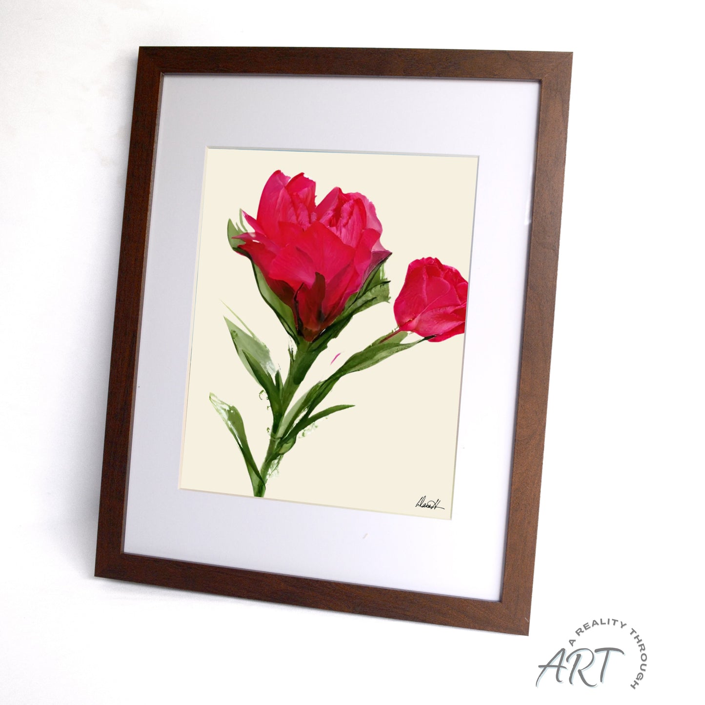 Rose 12"x15" Art Print (Walnut Frame)