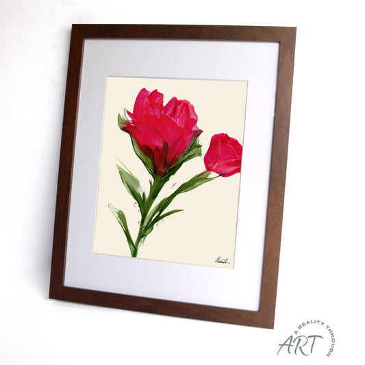 Rose 12"x15" Art Print (Walnut Frame)