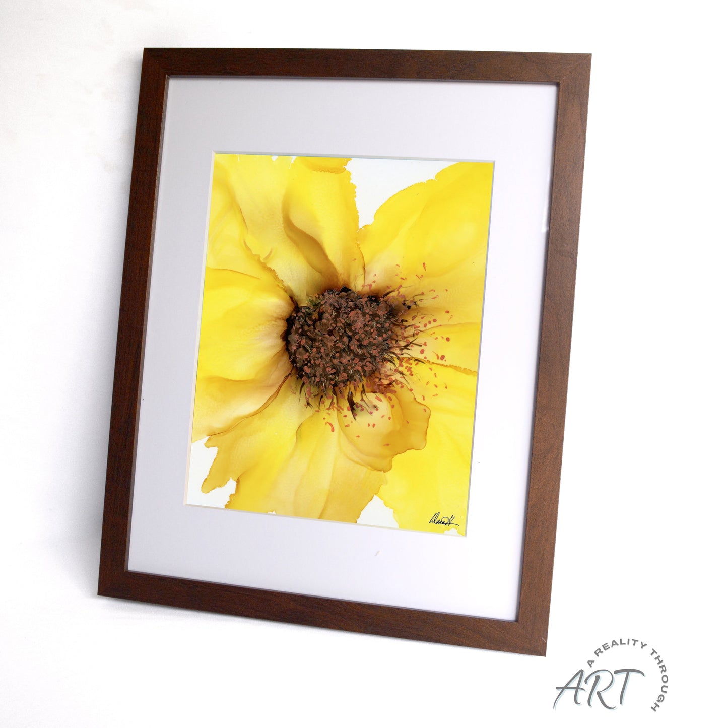 Sunflower 12"x15" Art Print (Walnut Frame)