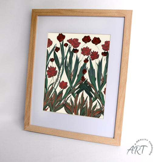 Poppy 12"x15" Art Print (Alderwood Frame)