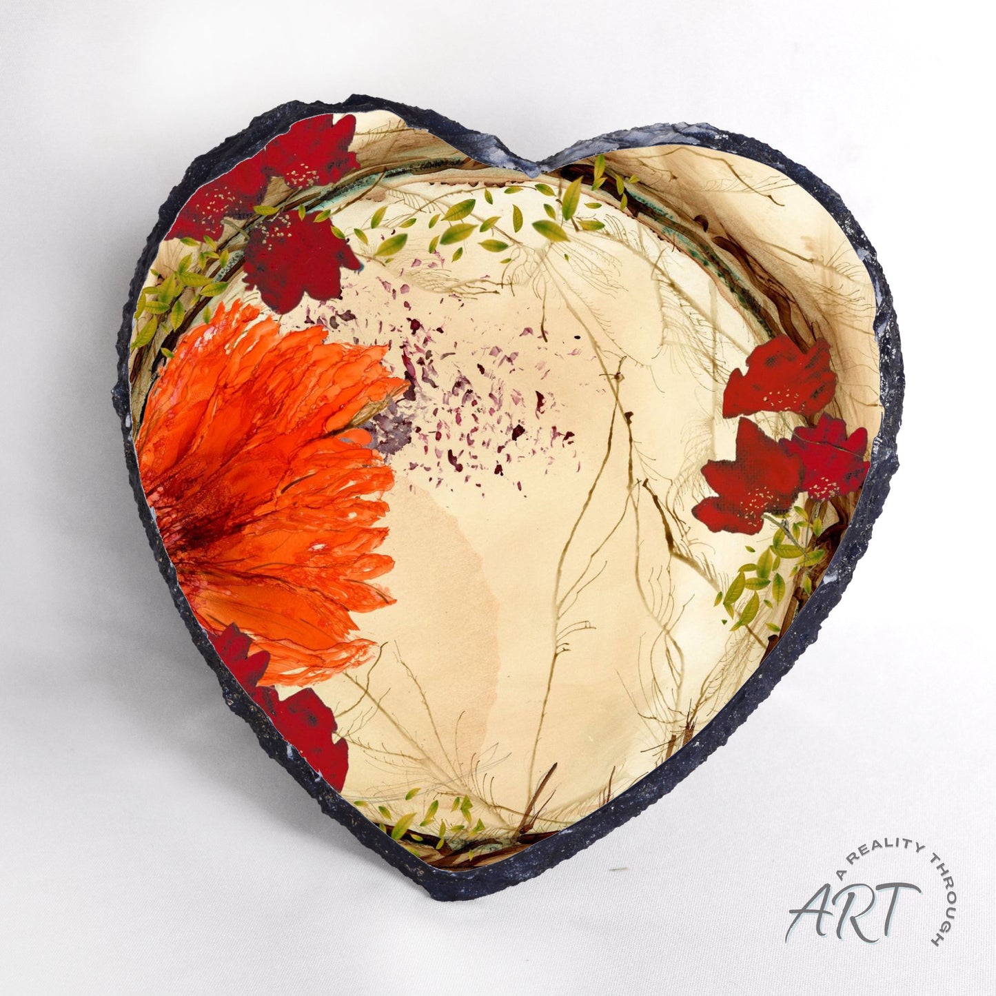 Orange Fall Slate Heart